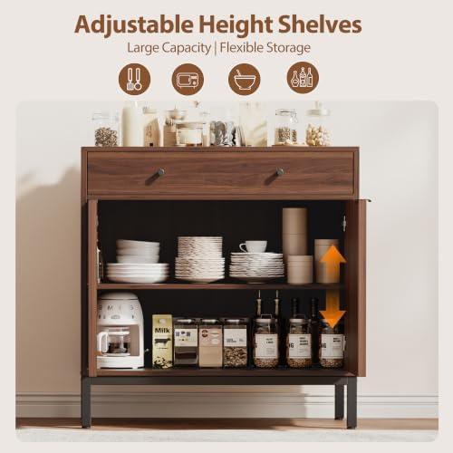 Mericonia Sideboard Buffet Cabinet Storage, Modern Wood Console Fluted Credenza - Image 7