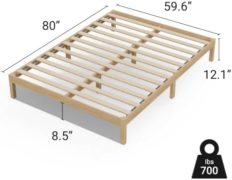 LIFEMENT Queen Bed Frame Classic Wood Platform, Noise Free, Under Bed Storage, No Box Spring Needed, Easy Assembly, New Natural - Image 6
