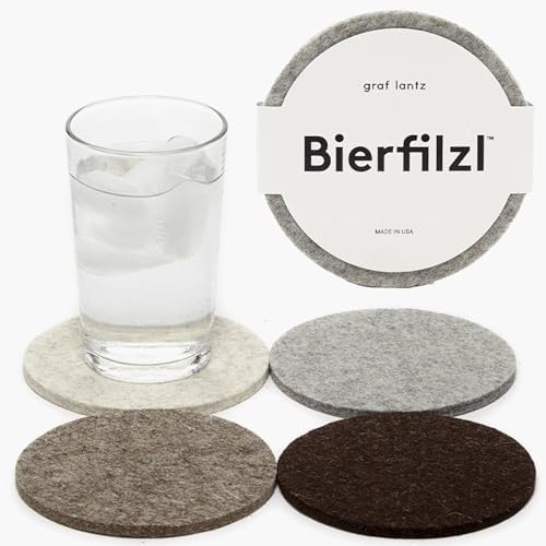 Graf Lantz - Bierfilzl Merino Wool Round Coasters Set of 4 - Earth (4" Circles) - Absorbs 30% of Weight - German Wool - Heat Resistant, Sustainable, & Reusable - Home Decor & Coffee Table Decor by GrafLantz