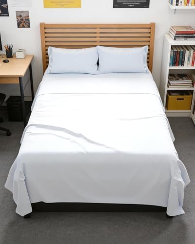 Full XL Sheets - 4 Piece Full XL Sheet Set - Breathable & Cooling - White by CGKUnlimited