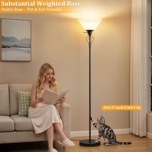 Floor Lamps for Living Room, 70" Tall Torchiere Floor Lamps, Plastic Shade - Image 5