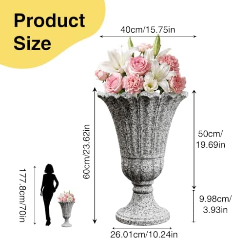 NicBex 24" Tall Urn Planters for Outdoor Plants Set of 2 - Grey Petal - Image 2