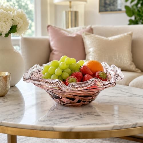 Hand Blown Glass Bowl Decorative Dish Fruit Bowl Home Decor - Image 2