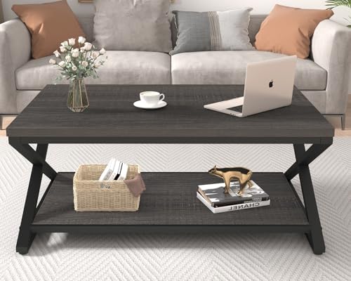 HSH 39" Rectangle Coffee Table with Storage for Living Room, Dark Gray - Image 4