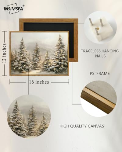 InSimSea Vintage Christmas Winter Framed Wall Art, Warm Forst Tree,12x16In - Image 4