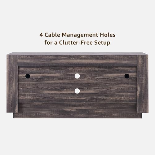 OKD 70" TV Stand for 80" TV, Thick Block Media Console, Dark Rustic Oak - Image 3