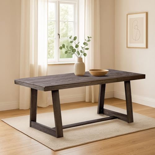 Plank+Beam Classic 72 Inch Dining Table, Rectangular, Walnut Wirebrush by PlankBeam