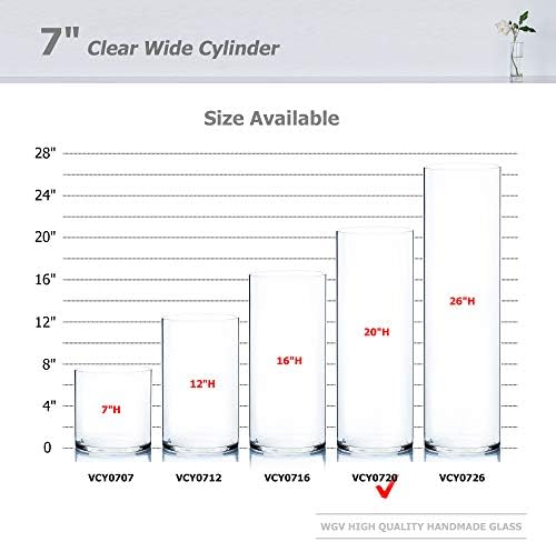 WGV Cylinder Vase Bulk, Width 7", Height 20", Clear Wide Large Diameter Flower Glassware, Floral Container, Planter Terrarium for Wedding Party Event, Home Accent Decor, 4 Pieces - Image 3