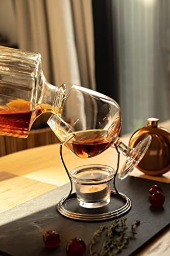 BarCraft Brandy Glass and Warmer Gift Set, 350ml Glass, Tea Light Holder and Metal Stand, 3-Piece Set - Image 4