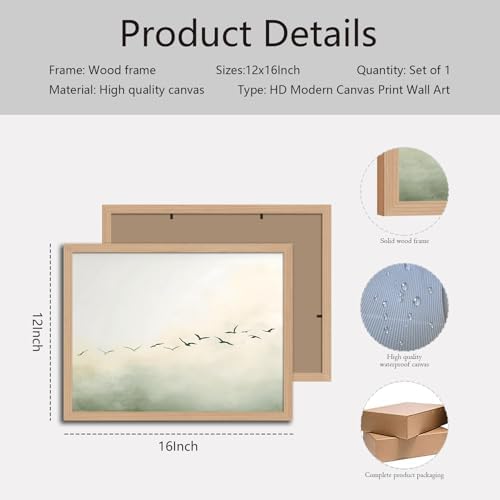skysoon Minimalist Bird Wall Art, Neutral Abstract Landscape Canvas Print - Image 7