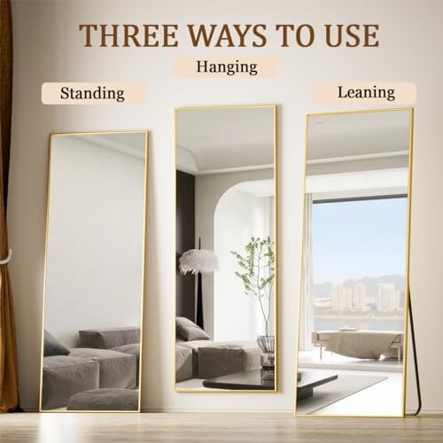 Koonmi 64"x21" Floor Mirror Full Length, Large Gold Mirror - Image 4
