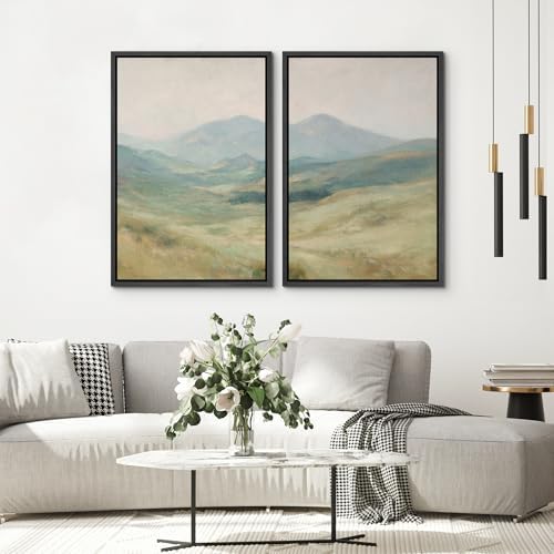 SIGNWIN Framed Wall Art Print Set Soft Pastel Mountain Landscape Serene Photography Modern Art Rustic Relax/Calm Multicolor for Living Room, Bedroom, Office - 24"" x36 x2 BLACK - Image 4