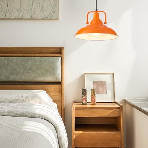 Farmhouse Pendant Light, 2 Packs 12.5inches Orange Kitchen Pendant Lights, Island Pendant Lights, Modern Pendant Lights, Pendant Light for Kitchen, Living Room, Bedroom, Hallway - Image 4