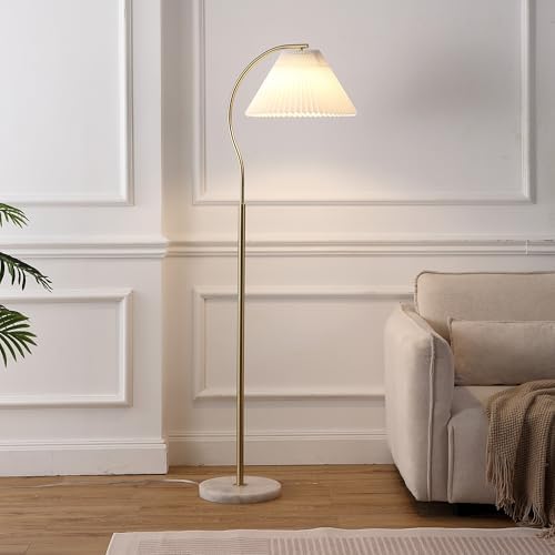 JONATHAN Y Devon 60.5" Modern Glam Arc Floor Lamp, Brass Gold/White Marble - Image 3