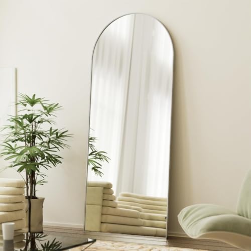 BEAUTYPEAK 71" x 26" Arch Full-Length Mirror with Stand, Silver by BEAUTYPEAK