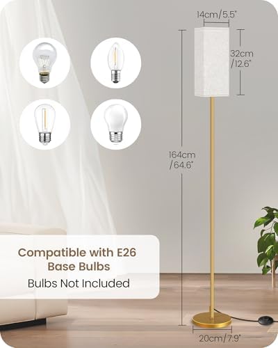 2Pack Floor Lamp, Pole with Foot Switch, Modern Standing Lamp Lampshade, Minimalist Freestanding Lamp (Bulb Not Included), for Living Room,Bedroom,Office,ETL Listed,Gold and Beige DE07LDP205 - Image 3