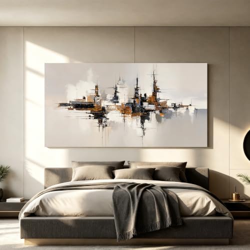 Grey Color Block Abstract Canvas Wall Art For Living Room Artwork 24×48 - Image 5