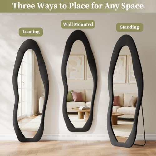 Koonmi Full Length Mirror 63"x24", Irregular Flannel Floor Mirrors - Image 7