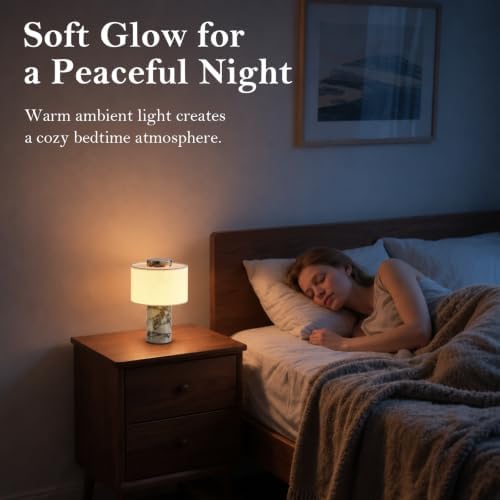 Marble Table Lamp, Rechargeable Cordless Touch Lamp with 3 Color Temperatures & Stepless Dimming, Natural Stone Bedside Night Light, Modern Wireless Lamp for Bedroom Nightstand - Image 6