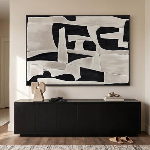Extra Large Framed Black White Abstract Wall Art for Living Room, 40x60 In - Image 3