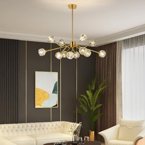 Weesalife Gold Sputnik Chandeliers for Living Room，12 Lights D36'' Inch - Image 5