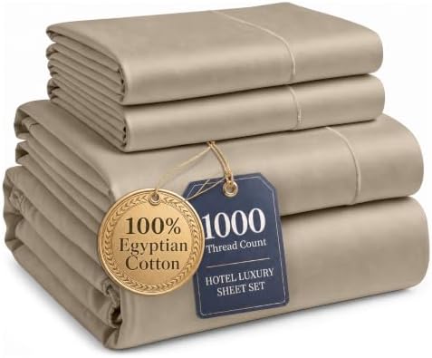 LANE LINEN King Size Bed Sheet Set 100% Egyptian Cotton Sateen - Taupe by LaneLinen