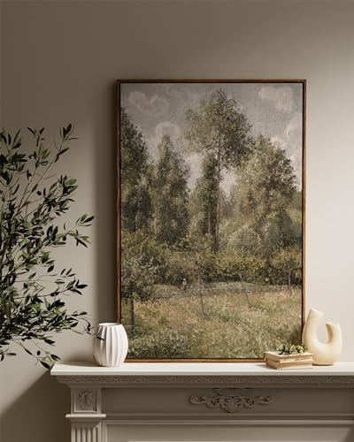 InSimSea Framed Canvas Prints Art Vintage Decor, Bushes Poplars Nature Landscape Paintings, Large Prints, Farmhouse Decor, Classical Wall Decorations for Bedroom Living Room Bathroom, 24"x36" - Image 4