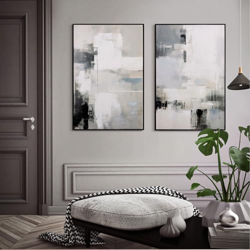 SAFERRYHOME Neutral Abstract Hand Painted Wall Art, 24x36 Inches, Set of 2 - Image 7