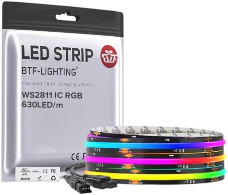 BTF-LIGHTING 9.8FT WS2811 Smart IC RGB DC12V FCOB COB LED Strip Light by BTF-LIGHTING