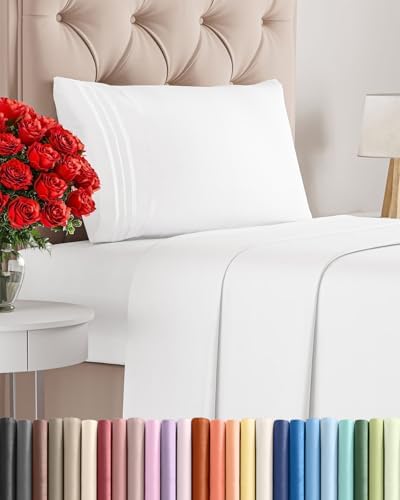 Twin Size 3 Piece Sheet Set - Comfy Breathable & Cooling Sheets - White by CGKUnlimited