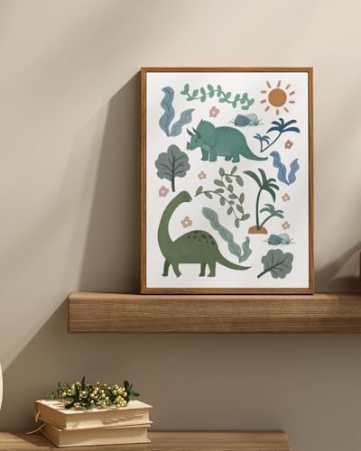 InSimSea Framed Wall Art Vintage Decor, Dinosaur Nursery Prints, 12x16In - Image 4