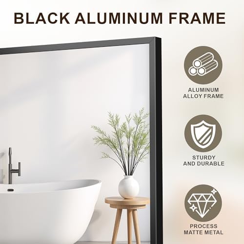 FICTOR Bathroom Vanity Mirror for Over Sink, 24" x 30", Black - Image 4