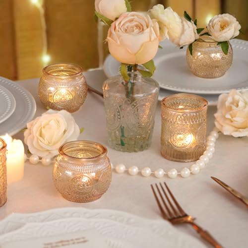 DARJEN Gold Votive Candle Holders Set of 36 - Glass Candle Holder Bulk for Table Centerpiece, Tea Lights Candle Holders for Home, Party & Wedding Shower Decorations - Image 4