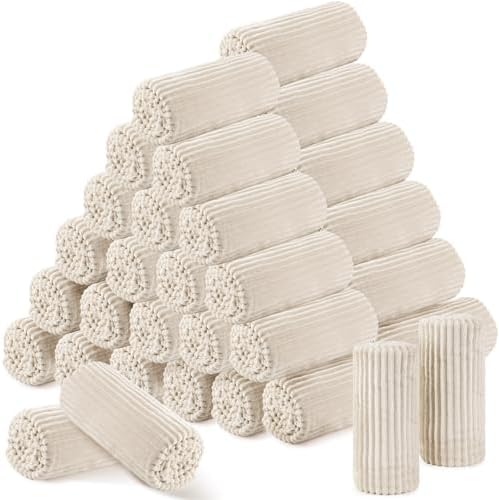 Buryeah 48 Pcs Flannel Blankets Bulk,Fall Outdoor Wedding, Beige by Buryeah
