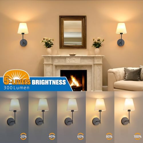 NIORSUN 14.5 inch Battery Operated Wall Sconce Set of 2,Black Rechargeable Wall Lights with 5200mAh Dimmable Detachable Bulbs and Remote,9 Colors Wireless Sconces for Bedroom Living Room Hallway Decor - Image 5