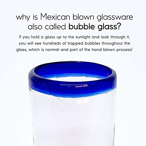 Cobalt Blue Rim 20 oz Tall Iced Tea Glasses (set of 6), Recycled Glass, Lead-free, Toxin-Free (Iced Tea) - Image 3
