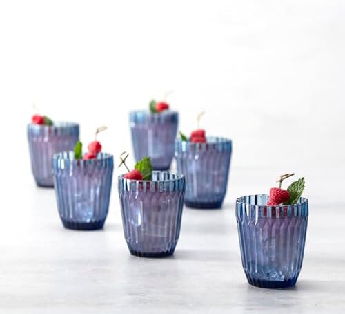 Fortessa Archie Glass Drinkware, Double Old Fashioned (Set of 6), 12.5 Ounce, Cornflower Blue - Image 3