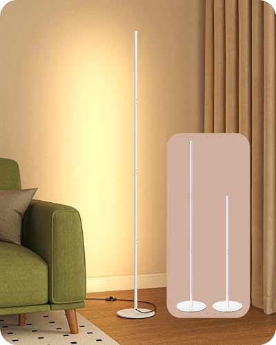 EDISHINE 59.84" LED Corner Floor Lamp, 3000K & Stepless Dimmable, White by EDISHINE