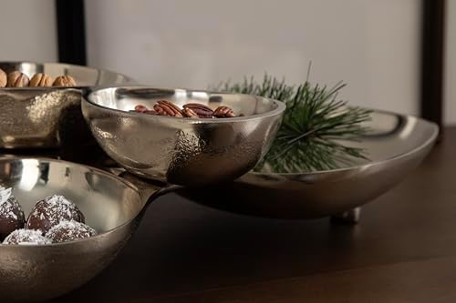 Kate and Laurel Cluso Modern Metal Tabletop Footed Cluster Tray, 14 x 10, Shiny Silver, Sculptural Cast Aluminum Food-Safe Tray for Kitchen or Entryway Decor - Image 6