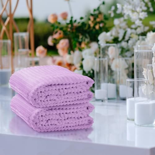 Buryeah 12 Pcs Flannel Blankets Bulk,Fall Outdoor Wedding, Lavender Purple - Image 6