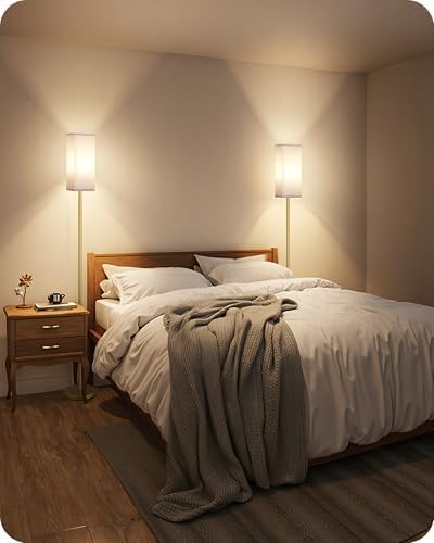 2Pack Floor Lamp, Pole Lamp with Foot Switch, Modern Standing Lampshade, Minimalist Freestanding Lamp (Bulb Not Included)for Living Room, Bedroom,Study, ETL Listed,Gold and White DCW07LDP205 - Image 6