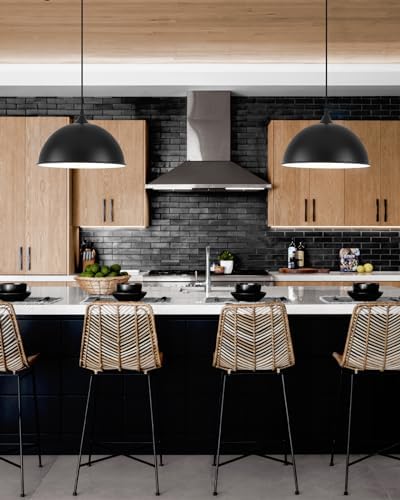 Black Pendant Lights Kitchen Island 2 Pack, 11.8" Farmhouse Dome Pendant Light, Adjustable Height Island Pendant Lights for Dining Room Bedroom - Image 5