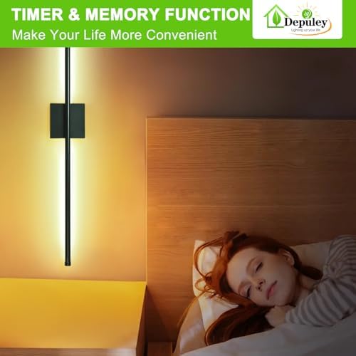 Depuley Wall Sconces Battery Operated: Set of 2 Wireless Wall Lights with Remote for Bedroom - Rechargeable 15 Colors Black Wall Lamp for Living Room Hallway Home Decor - Image 6