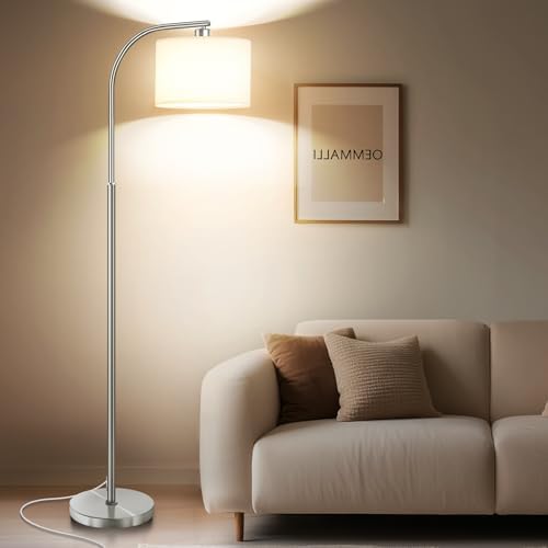 Tall Floor Lamp for Living Room,65'' Modern Standing Lamps Dimmable with Fabric Shade (Silver-3color) - Image 7