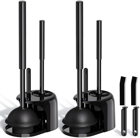3in1 Toilet Brush and Plunger Set, 2 Pack with Crevice Brushes by Unknown