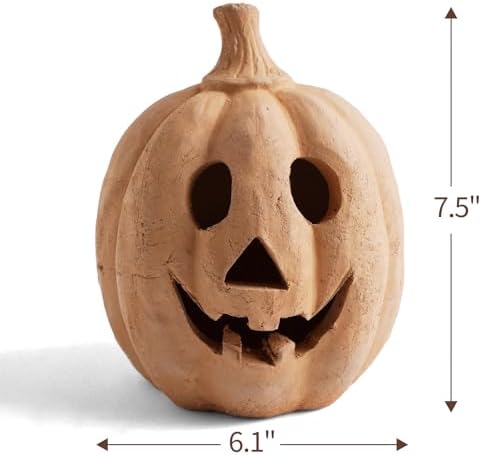 Fall Decor - Handmade Terracotta Pumpkin Jack O' Lantern Outdoor Indoor - Image 2