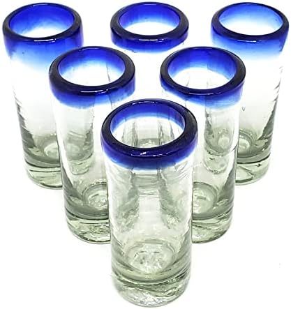 Cobalt Blue Rim 2 oz Tequila Shot Glasses (set of 6), Recycled Glass, Lead-free, Toxin-Free (Shot) - Image 5