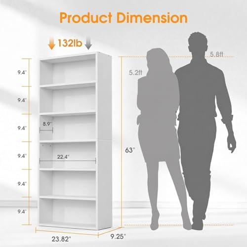 Sweetcrispy 6 Shelf Bookcase Open Display Bookshelf Storage Organizer - Image 3