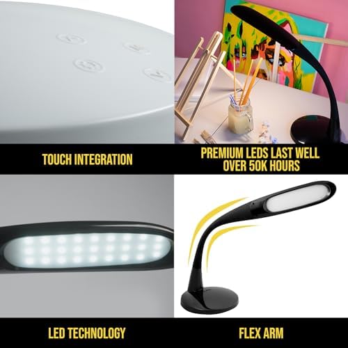 Two Task Lamp, 12W Adjustable Desk Lamp, Dimmable LED Light with Custom Color Temperature for Desk, Office, Bedroom, Living Room, Modern Design for Work, Study, Reading Needs, (Black) - Image 6