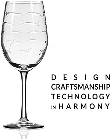 Rolf Glass School of Fish White Wine Glass | 12 ounce Stemmed Set of 4 | Lead-Free Glass | Diamond Wheel Engraved in America - Image 4